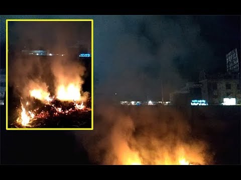 शिवाजी चौकात आग, मजुरांनी लावली, सगळीकडे धूरच धूर