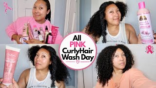 ALL PINK CURLY HAIR WASH DAY 💕