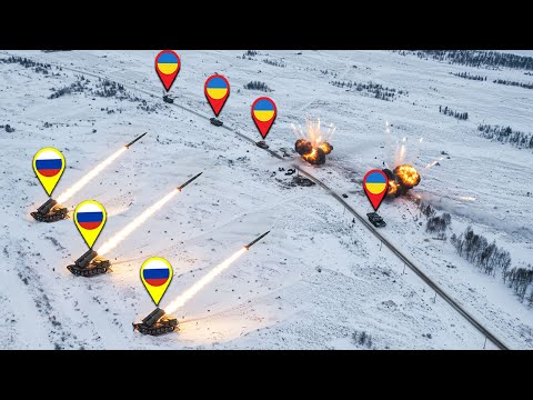 Russian BM-21 Grad Missile Destroyed Ukrainian Tank Convoy!