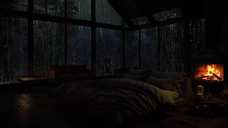 😌 O Melhor Lugar Para Esquecer a Pressa | Chuva na Floresta, Fogo Crepitante e Silêncio