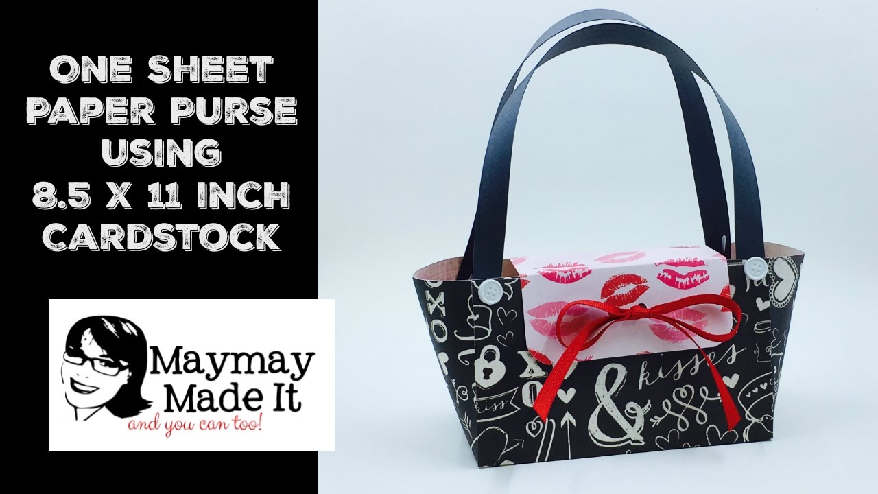 One Sheet of 8.5 by 11 Cardstock Paper Purse Valentine Treat Bag