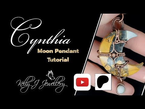 Wire wrap Moon pendant tutorial. Cynthia, by Kelly Jones.