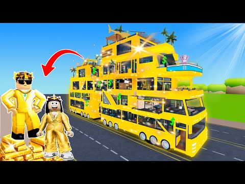 Yuta Mio Buat Bus Bertingkat Mewah Serba Emas 🥳 Baby Celine Senang Ada Kolam Renang || ROBLOX