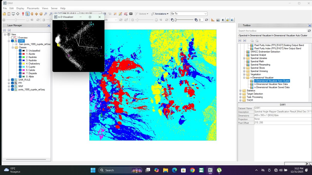 Endmember Selection and Spectral Mapping in ENVI | MNF, PPI & SAM Hyperspectral Tutorial
