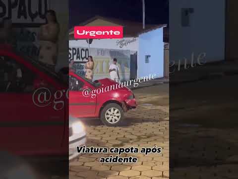 Viatura da Polícia Militar capota após colisão com um VW Gol, em Varjão