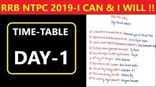 RRB NTPC 2019 EXAM - TIME TABLE (DAY 1) - I CAN & I WILL !!