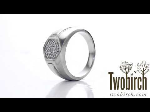 0.5ct. Cluster Top Men's Wedding Band With Ribbed Shank - TwoBirch TB-GR-0106-WG-H