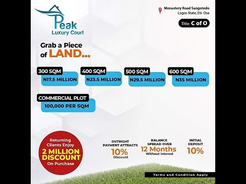 Land For Sale Peak Luxury Courts Estate Monastery Road Sangotedo Lekki Lagos Sangotedo Ajah Lagos