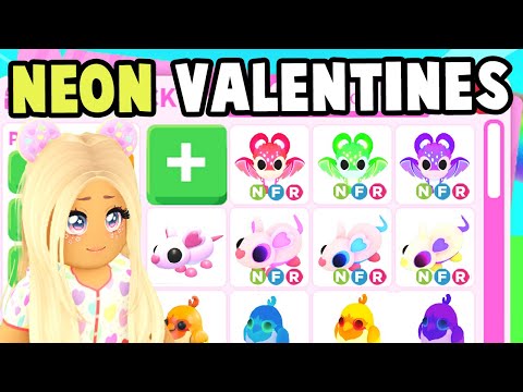 Trading for EVERY NEON VALENTINE PET in Adopt Me!