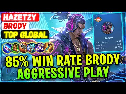 85% Win Rate Brody Aggressive Play [ Top Global ] HazeTzy - Mobile Legends Gameplay Emblem And Build