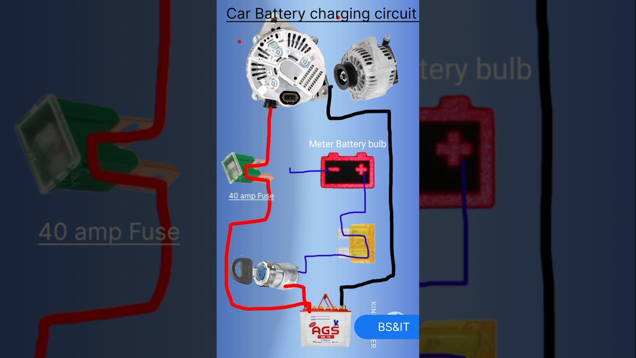 Car battery charging circuit diagram three wire | car alternator Connection diagram