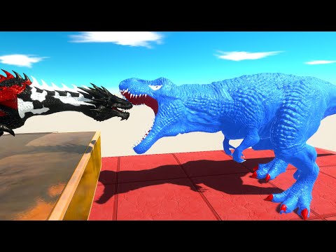 ICE T-REX vs BLACK DRAGON SKY DEATH RUN - Animal Revolt Battle Simulator ARBS