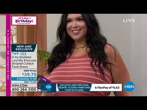 G by Giuliana LounGy EcoLuxe Striped Cutout Tank Dress