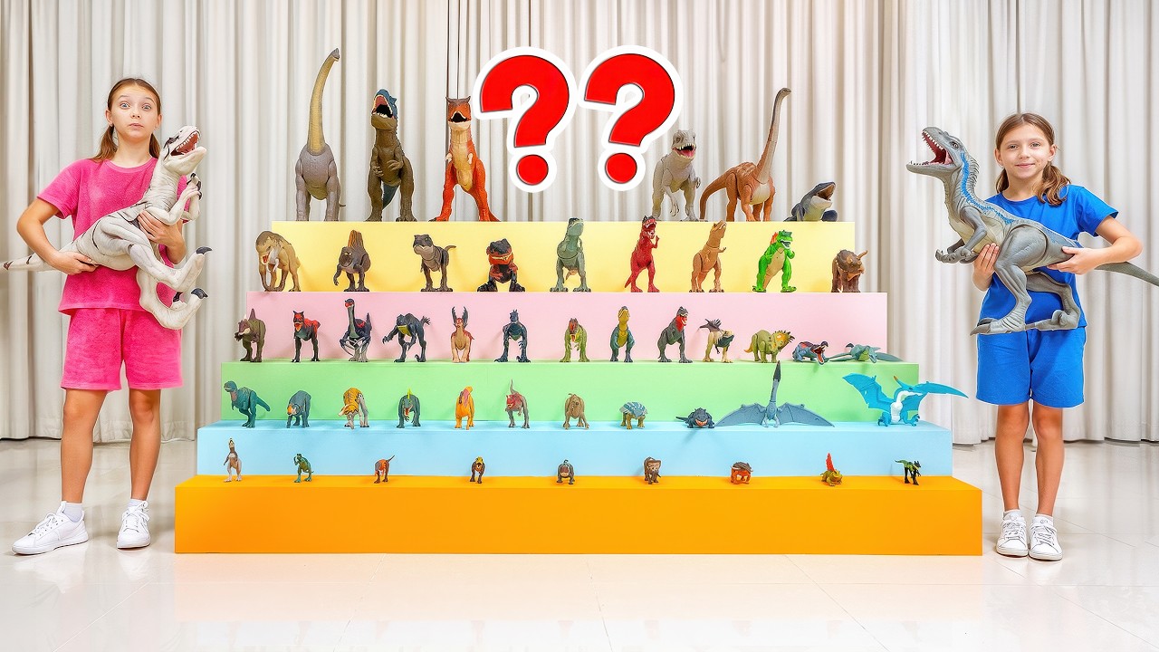 Kids Search for 50 Hidden Dinosaur Toys at Home