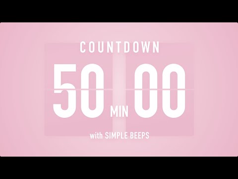 50 Minute Countdown Timer 🌸 Flip Clock with Simple Beeps 🔔