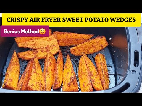 This AIR FRYER SWEET POTATO WEDGES RECIPE TASTES BETTER THAN FRIED. PERFECTLY CRISPY HACK TIP