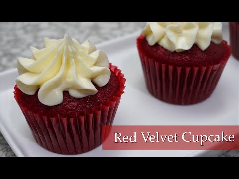 Super Moist Red Velvet Cupcake with Cream Cheese Frosting (Eng Sub)
