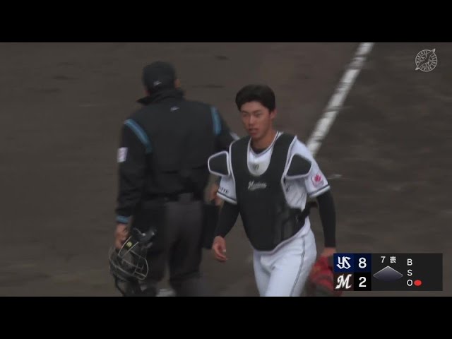 【ファーム】プロ初の守備機会!! マリーンズ・富山紘之進 交代直後のキャッチャーフライ!!  2024年3月23日 千葉ロッテマリーンズ 対 東京ヤクルトスワローズ