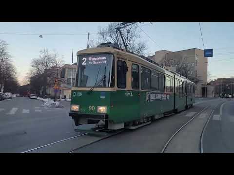 Helsingin raitiolinja 4 Katajanokka-Munkkiniemi-Katajanokka.Linha de bonde 4 de Helsinque @hslhrt @HKLHST