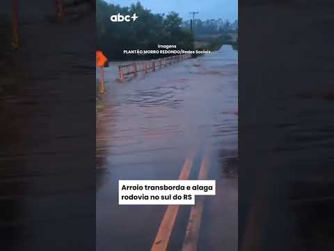 Arroio transborda e alaga rodovia no sul do RS
