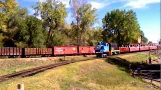 preview picture of video 'The steam locomotives and dining cars next to the Colorado Railroad Museum depot'