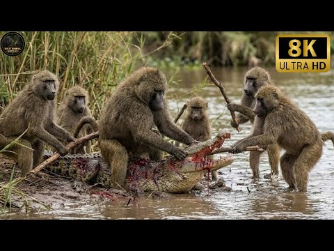 Crocodile vs Baboon: The Day the River King Was Humbled | Animal Fights