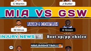 MIA VS GSW DREAM11 TEAM | MIA VS GSW NBA BASKETBALL TEAM | MIA VS GSW NATIONAL BASKETBALL LEAGUE |