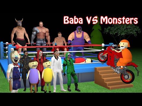 Baba VS Monsters Part 1 | Baba VS Monster Fight | Gulli Bulli And Monster Boxing Fight | MJOH Toons