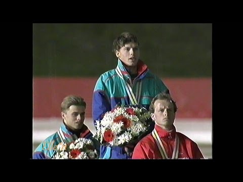 Winter Olympic Games Albertville 1992 - 1. Koss 2. Søndrål 3. Visser prize giving ceremony 1500 m
