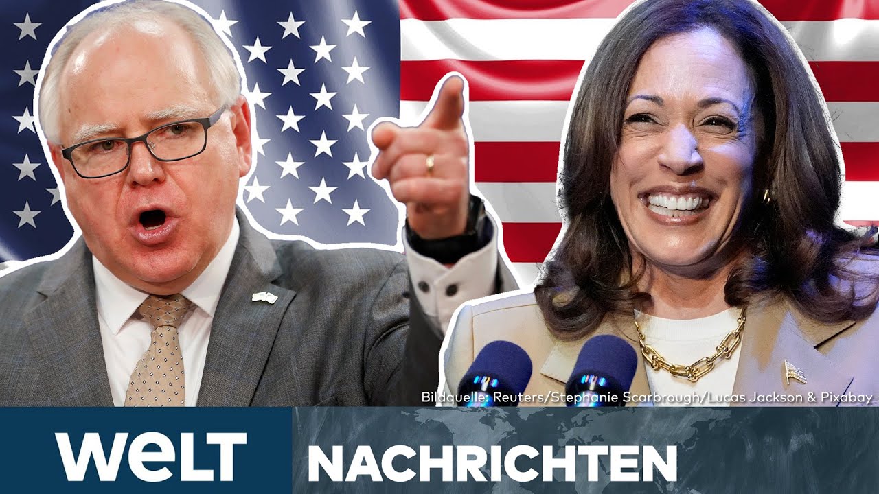 US-WAHLKAMPF: Kamala Harris legt sich fest! Tim Walz wird Running-Mate gegen Donald Trump! | STREAM