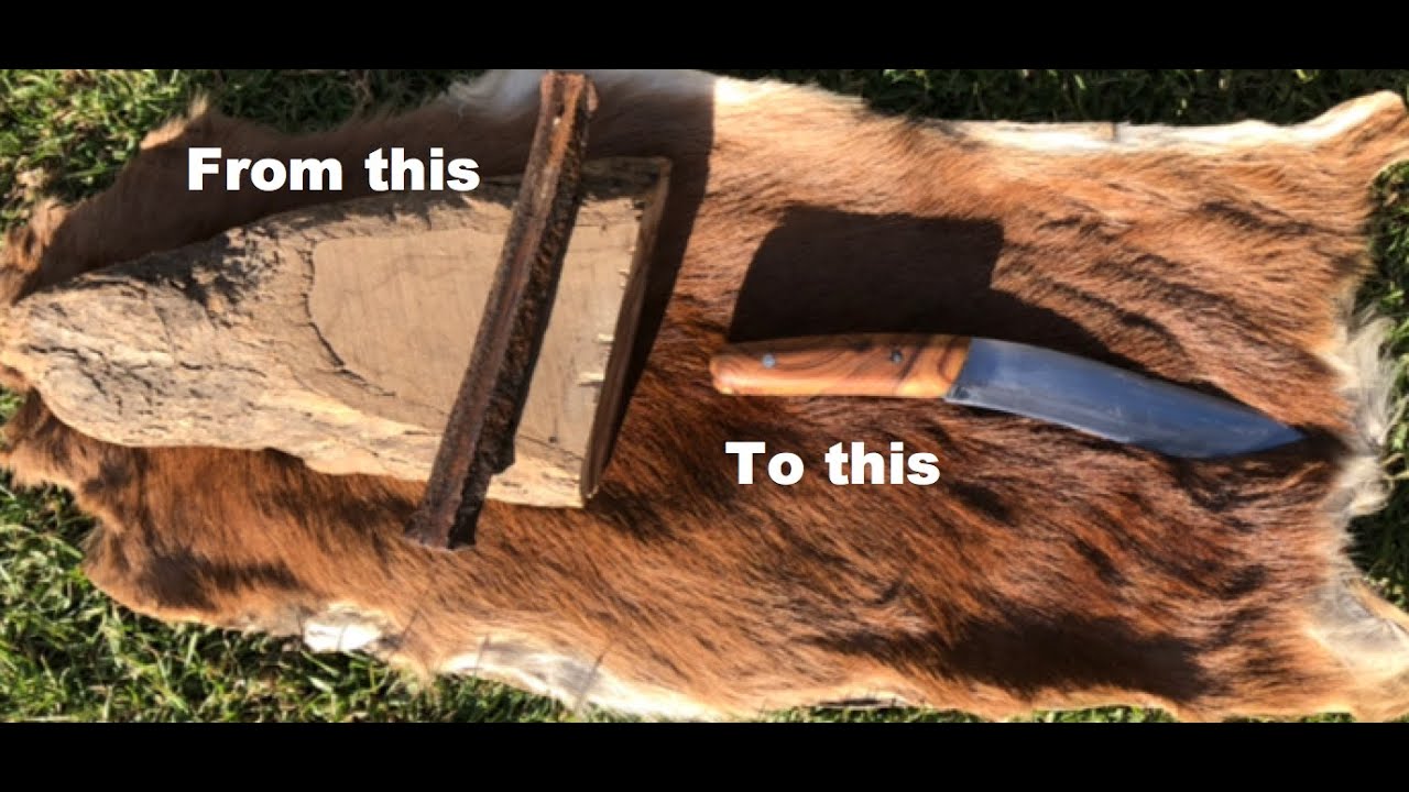 Making a knife from a railway peg/spike