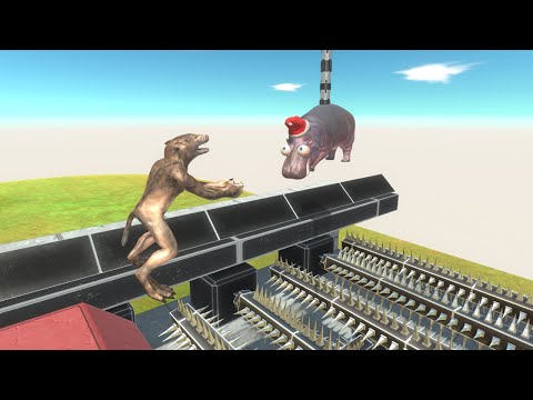 Catch the Hippo above Spikes - Animal Revolt Battle Simulator