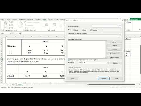 Método Simplex utilizando Solver de Excel
