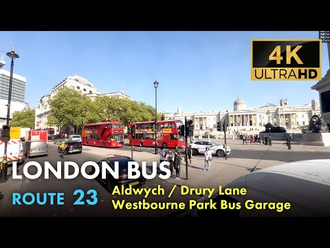 London Bus Ride, Route 23, Double Decker, 4K Virtual Tour.