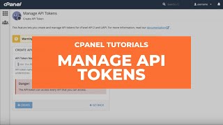 cPanel Tutorials – Manage API Tokens