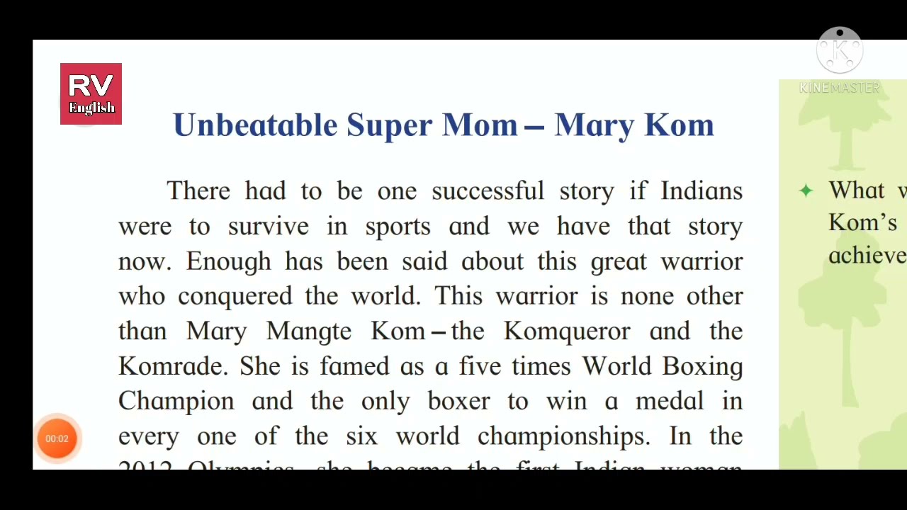Watch video Unbeatable Super Mom -- Mary Kom part 1 | 10th std English lesson explained in Marathi #ssc #english Now Unbeatable Super Mom -- Mary Kom part 1 | 10th std English lesson explained in Marathi #ssc #english