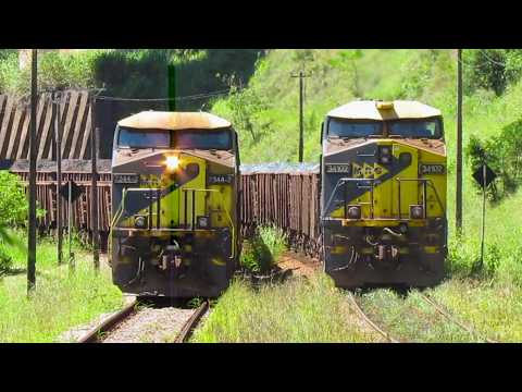 CRUZAMENTO de TRENS em JECEABA-(MG) ALÉM de ACOMPANHAR um TREM ENCIMA e EMBAIXO! 