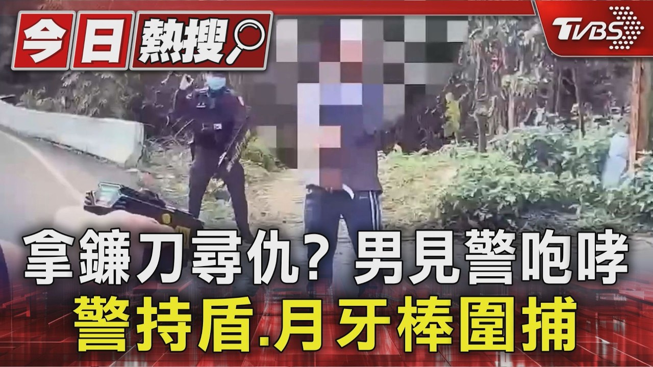 影音/桃園男持鐮刀閒晃!警苦勸圍捕 他激動咆嘯:不會傷害任何人