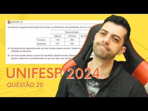 UNIFESP 2024 - Reaplicação - Q20 - Considere a seguinte distribuição de turistas, de diferentes