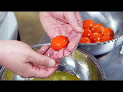 Japanese Food - SEAFOOD EGG SPONGE CAKE Shrimp Scallops Teruzushi Japan