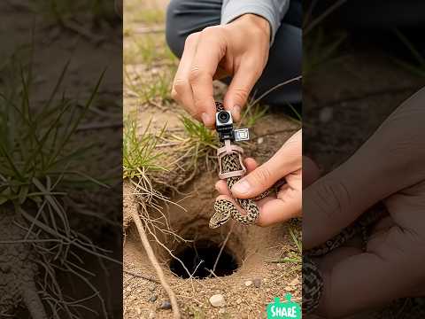Micro Camera Mounted on a Snake Exploring Underground Tunnels 🐍 #shorts #snake