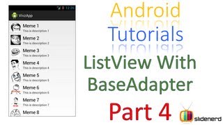 #91 Android Custom ListView With BaseAdapter Part 4: Android Tutorial [HD 1080p]