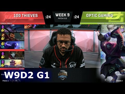 100 Thieves vs OpTic Gaming | Week 9 Day 2 S8 NA LCS Summer 2018 | 100 vs OPT W9D2