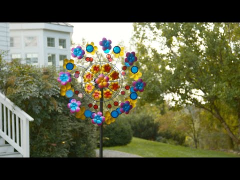 Colorful Blooms and Discs Wind Spinner
