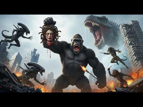 UNLEASHED! King Kong Fights ALL Monsters: Alien Queen, Megalodon, Medusa, Predator & Polar Bear Man!