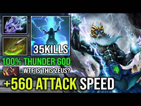 WTF 560 Attack Speed Unlimited Lightning Hands Late Game Right Click Safelane Zeus Dota 2