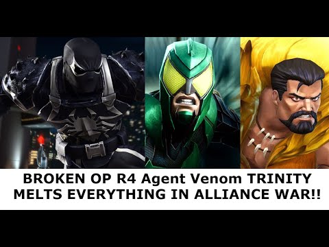 BROKEN OP 6 STAR R4 AGENT VENOM ALLIANCE WAR GAME PLAY.  THIS IS The NEW Trinity To Be Using! MCOC