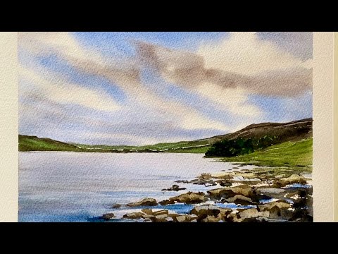 BEGINNERS Watercolor LAKE DISTRICT & MOUNTAINS, LOOSE Watercolour Landscape PAINTING DEMO Tutorial