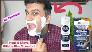Shaving with Gillette Blue 3 Razor| Nivea Shaving Foam | Denim Black After Shave. | Honest Reviews