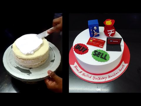 Bank theme birthday cake decorating/Kotak Mahindra Bank theme cake/semi fondant
